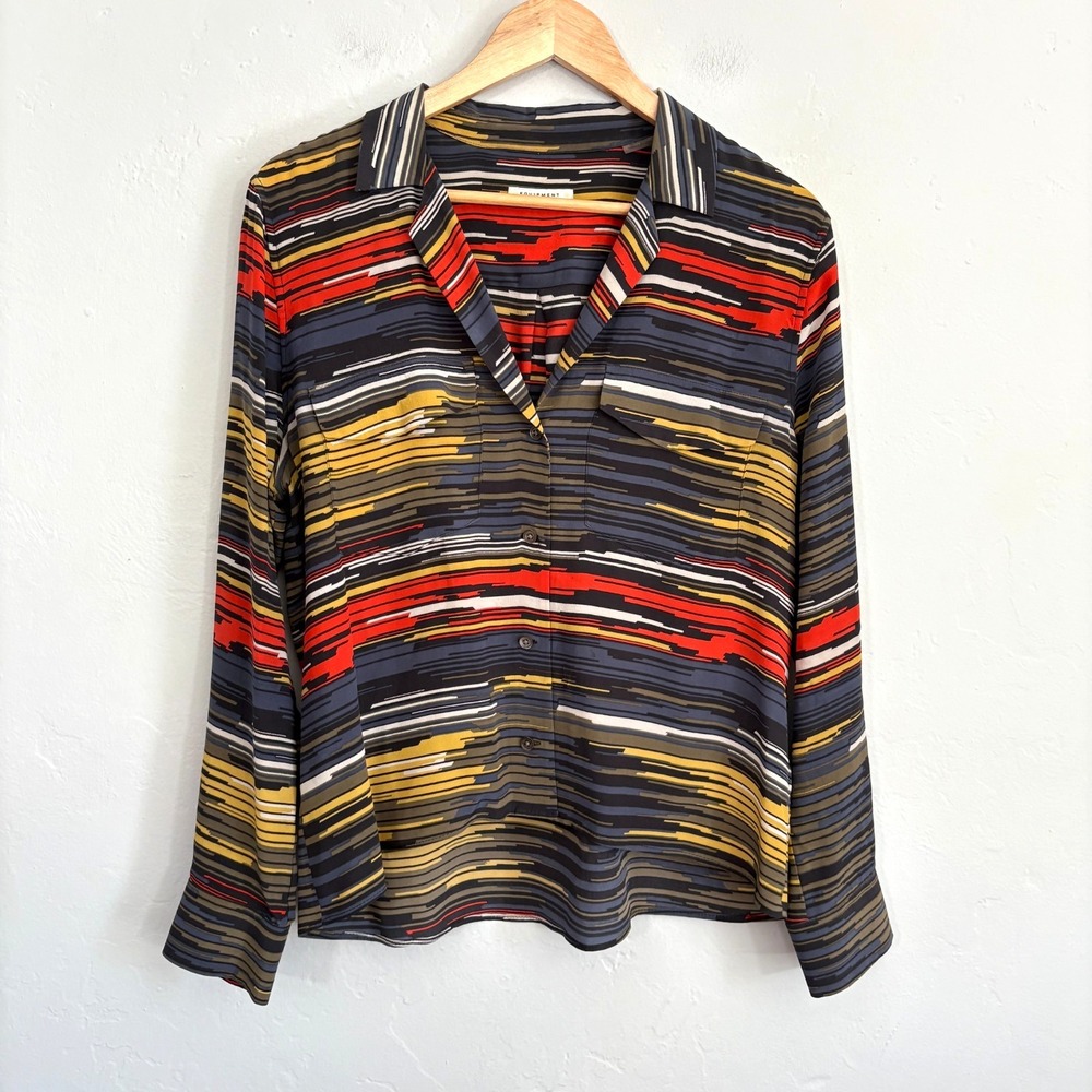 Equipment Silk Top Women Size Small Multicolor Button Down Long Sleeve